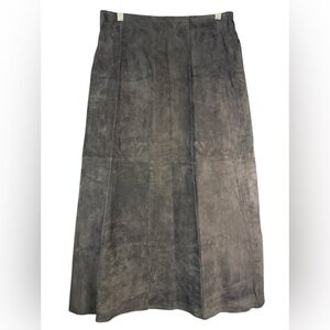 NWT Chico's Black Suede Leather Long Skirt Size 1